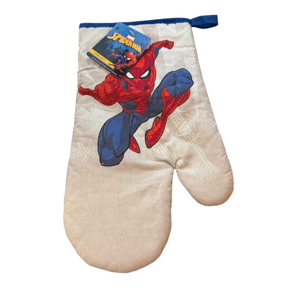 Spider Man Jumping Blue & Gray Cotton Oven Mitt